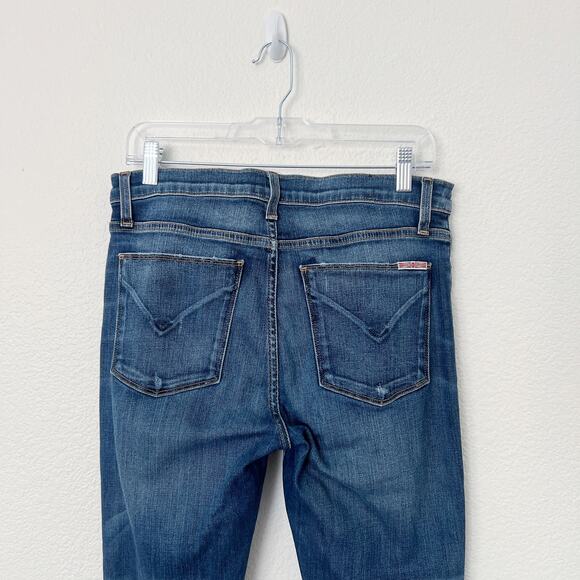 [Hudson] Nico Mid Rise Ankle Skinny Jeans Dark Wash Ripped Knee Distressed Sz 29 - Picture 4 of 11